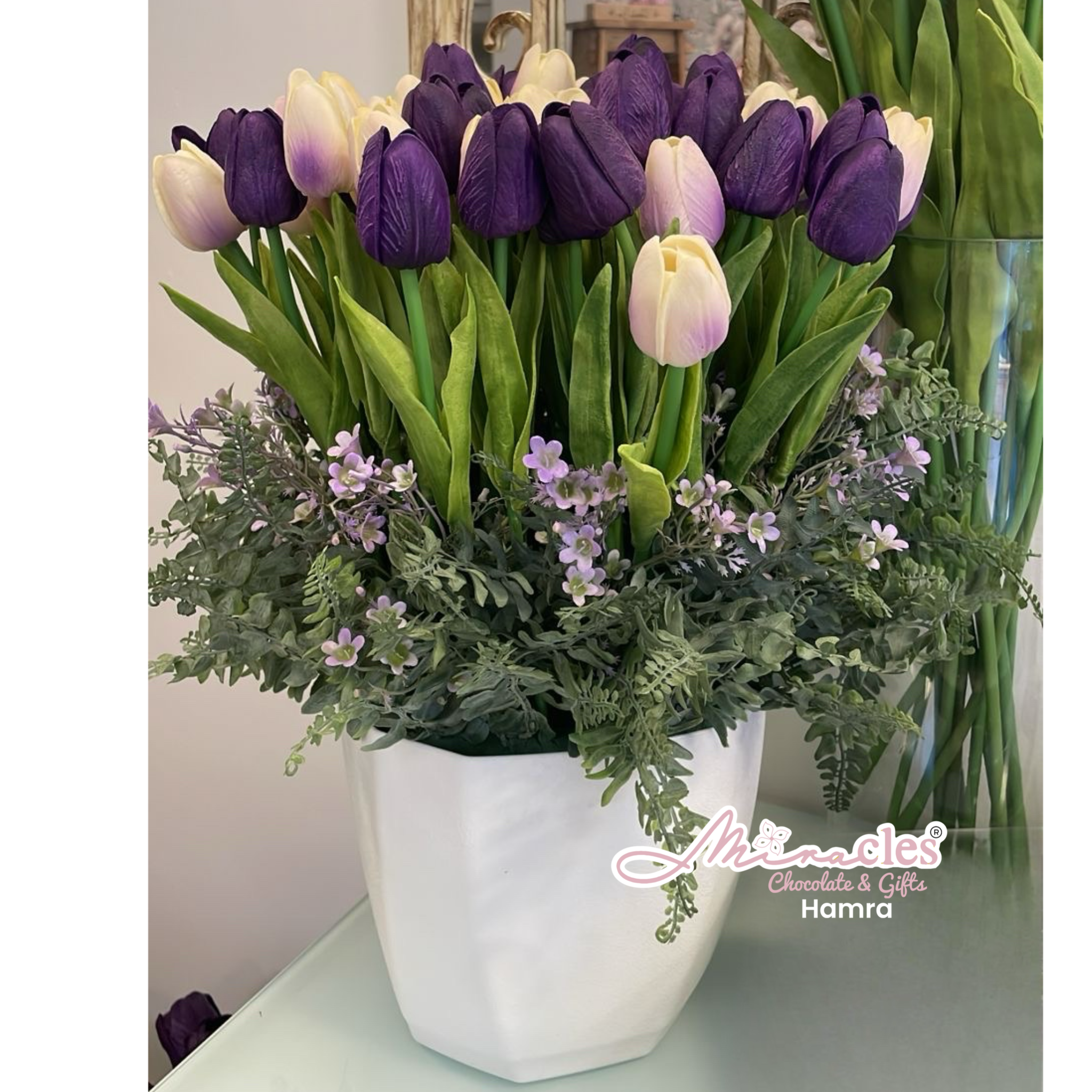 Purple Tulips Pot