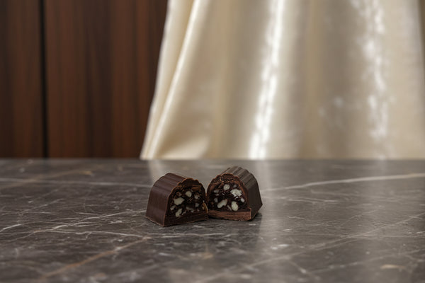 100g Dark Ganache crushed nuts in 72% dark chocolate
